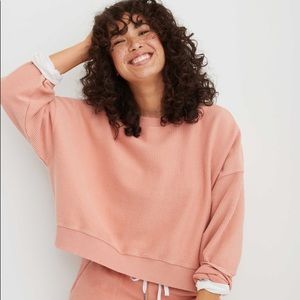 Aerie New Love Corded Cropped Crew Sweatshirt